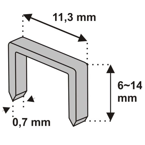 Tűzőkapocs 6mm, kapocsvastagság 0,7mm, 1000db,D53