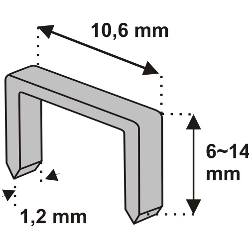 Tűzőkapocs 6mm, 1000db, D11, (1,2x10,6mm)