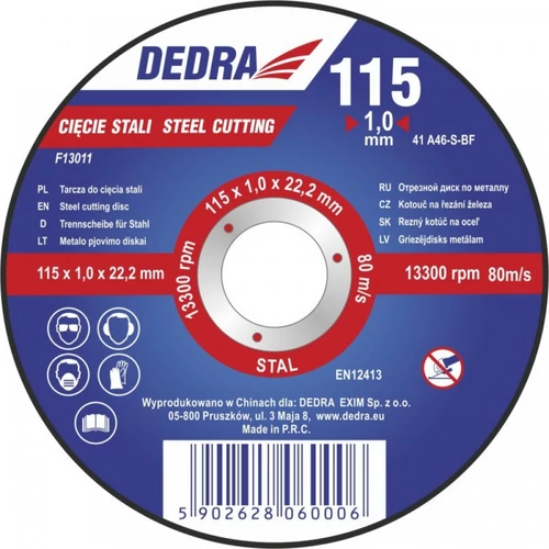 Dedra vágókorong 230x3x22.2 mm acélhoz
